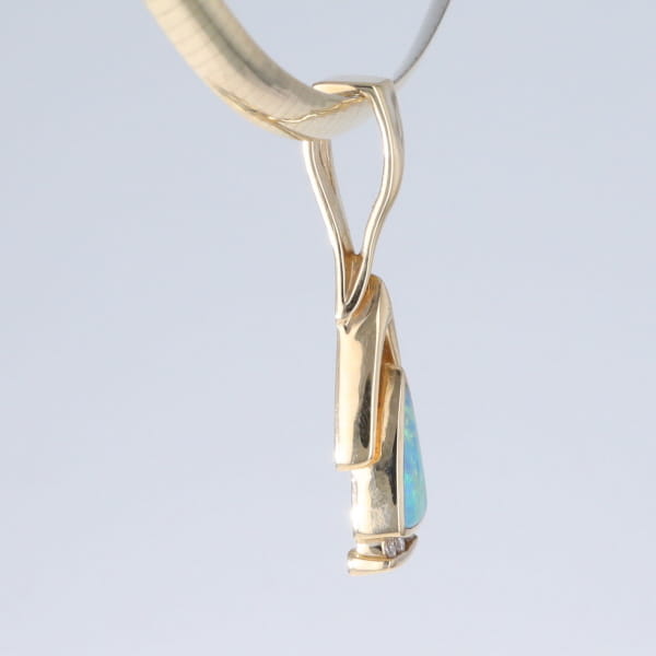 Opal Pendant Triangle Inlaid Design with .06ctw Round Diamonds