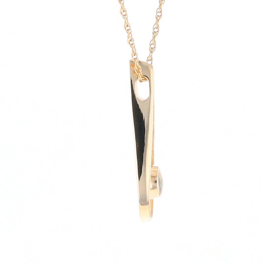 Open Teardrop Round Gold Quartz Inlaid Pendant