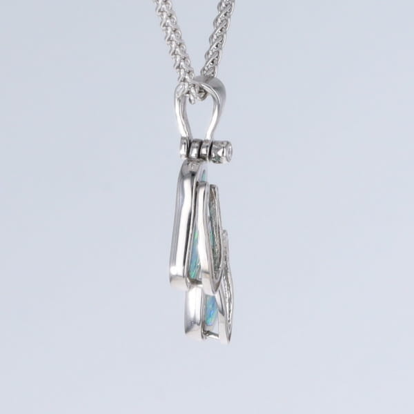 Opal Pendant Sandals Double Inlaid Design with .02ct Round Diamond