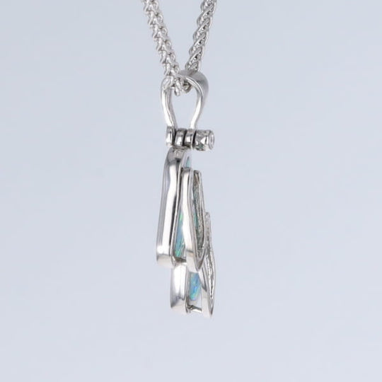 Opal Pendant Sandals Double Inlaid Design with .02ct Round Diamond