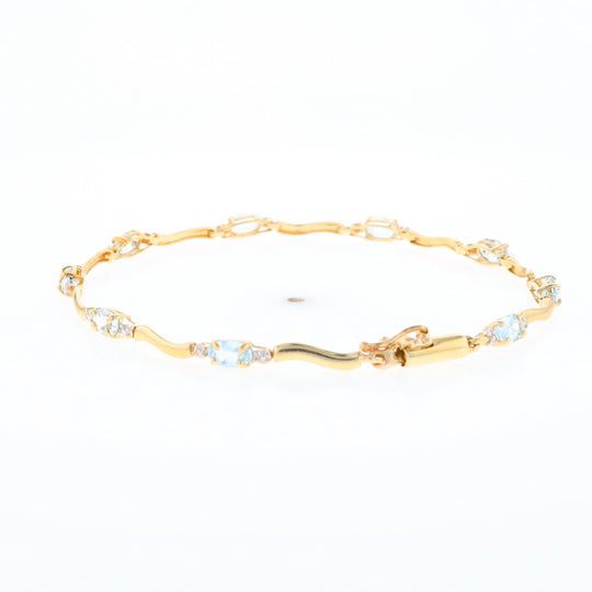 Aquamarine and Diamond Tennis Bracelet