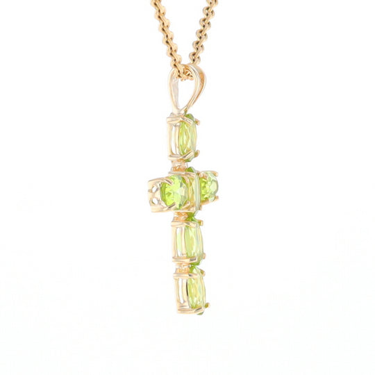 Oval Peridot Cross Pendant