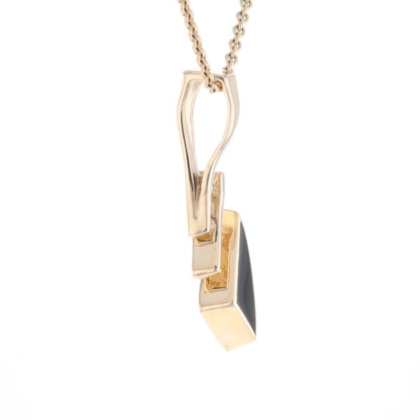 Retro Style Triangular Onyx Inlaid Pendant with .07ctw Diamonds