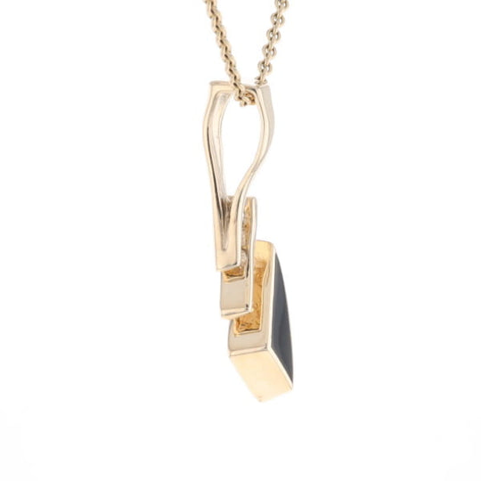Retro Style Triangular Onyx Inlaid Pendant with .07ctw Diamonds