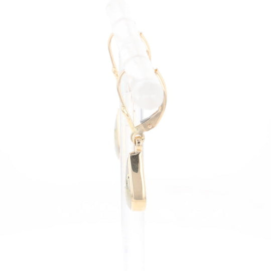Gold Quartz Earrings Tear Drop Inlaid Lever Backs - G2