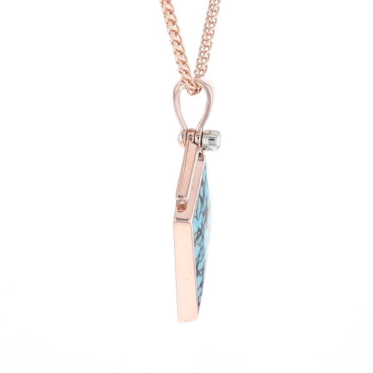 Turquoise Kite Shaped Inlaid Pendant with 0.19ctw Diamonds