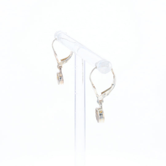 Gold Quartz Inlaid Round Bezel Earrings