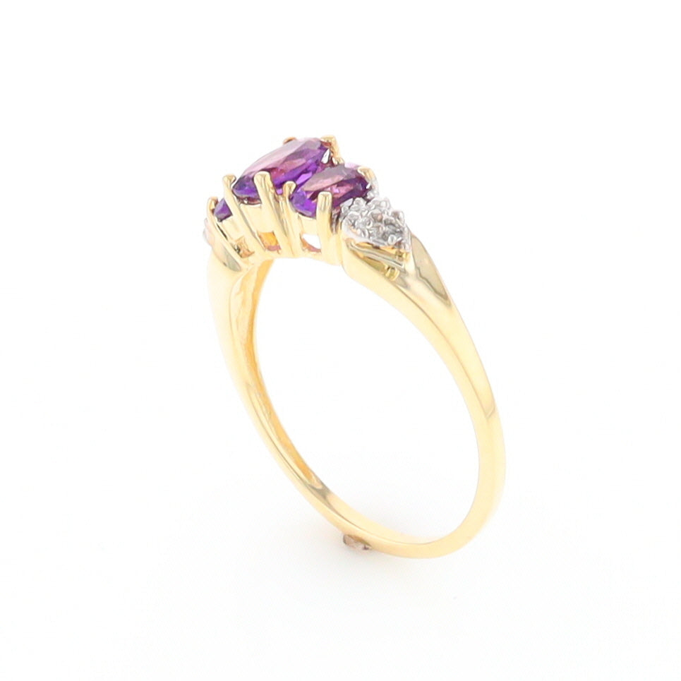 Three stone ring with amethyst