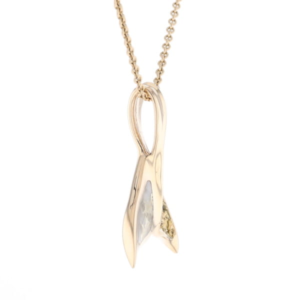 Whale Tail Necklaces Natural Gold Quartz and Nuggets Inlaid Pendant