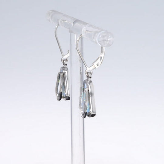 Opal Earrings Sandal Inlaid Design Lever Backs