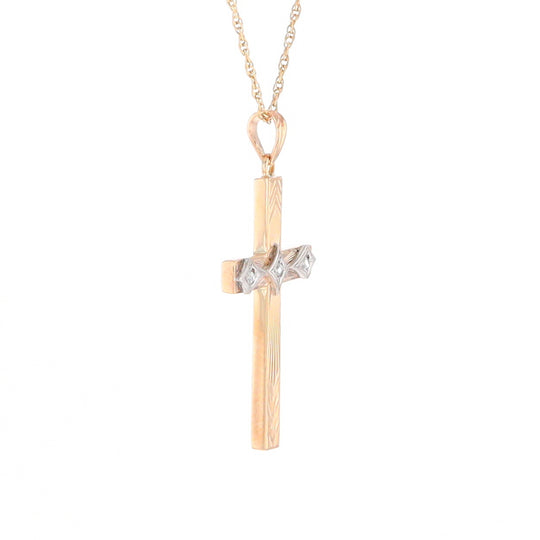 Vintage Incised Diamond Cross Pendant