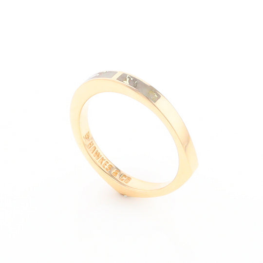 Gold Quartz Ring 3 Rectangle Section Inlaid Band