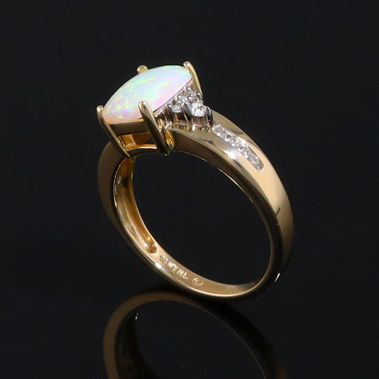 Rectangular Opal Ring with Diamond Accents