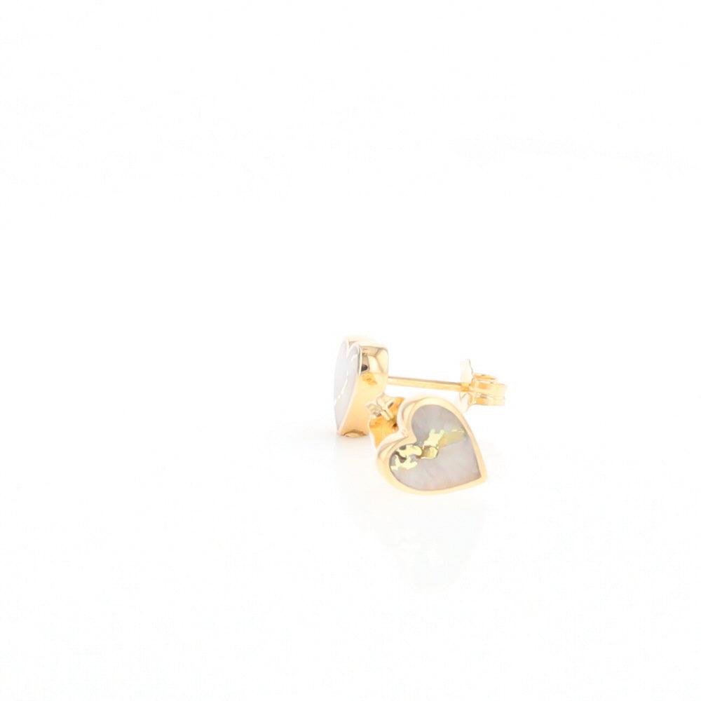 Gold Quartz Heart Stud Earrings - G2