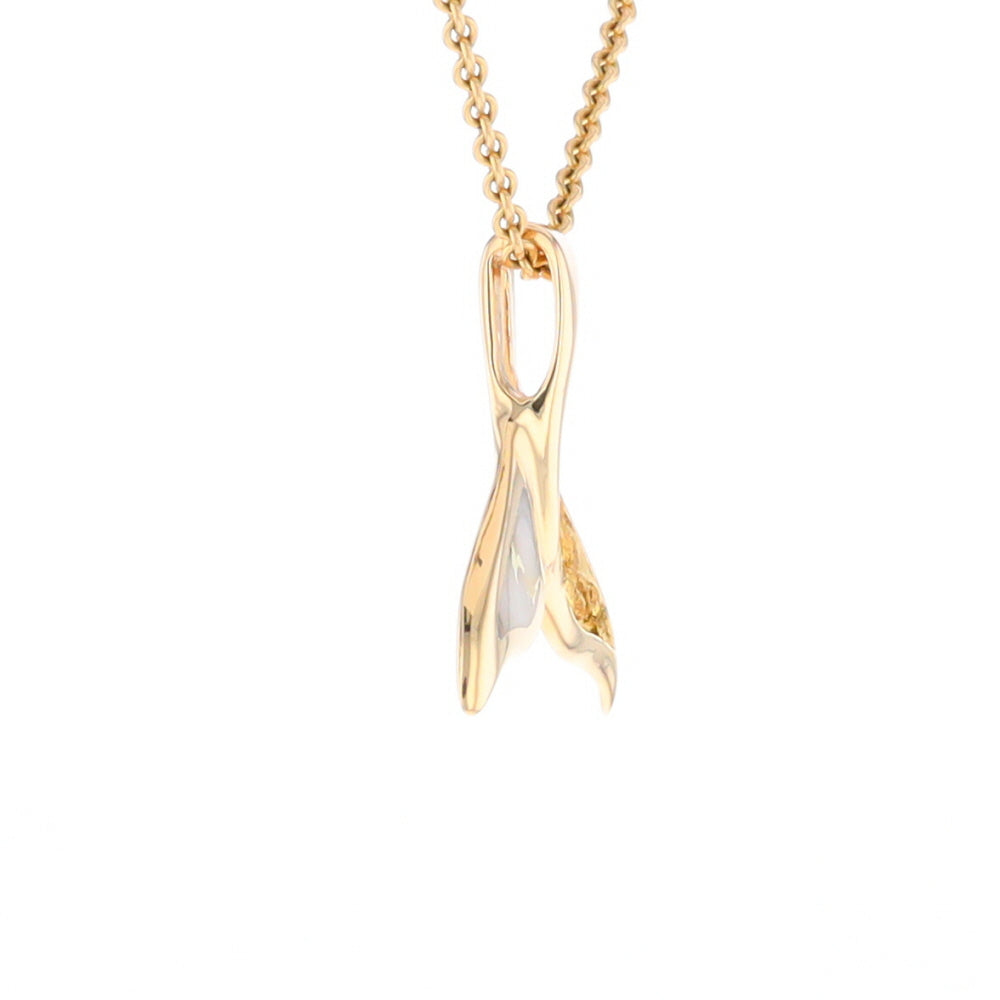 Whale Tail Necklaces Natural Gold Quartz and Nuggets Inlaid Pendant