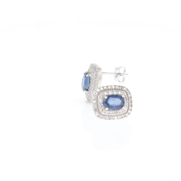 Double Halo Sapphire Earrings