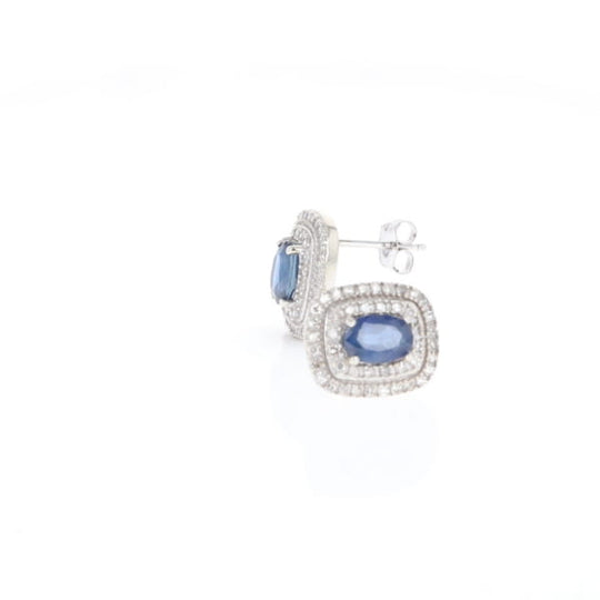 Double Halo Sapphire Earrings