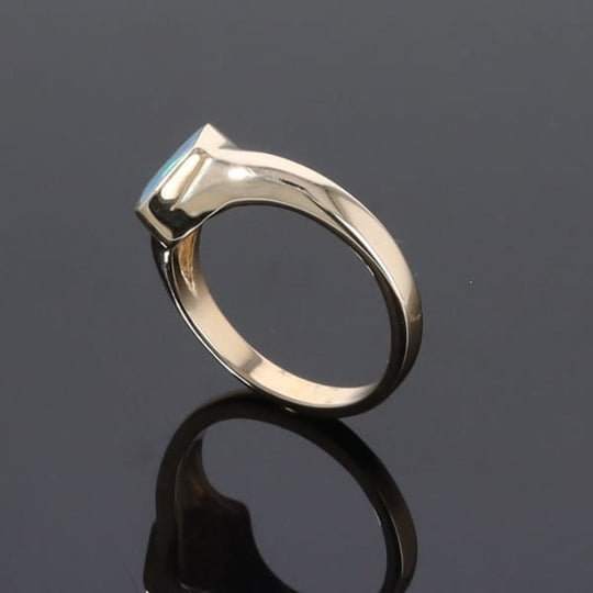 Opal Rings Diamond Shape Inlaid Design