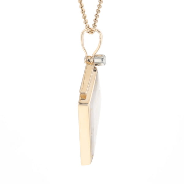 Gold Quartz Necklace Kite Shape Inlaid Pendant with .27ctw Diamonds