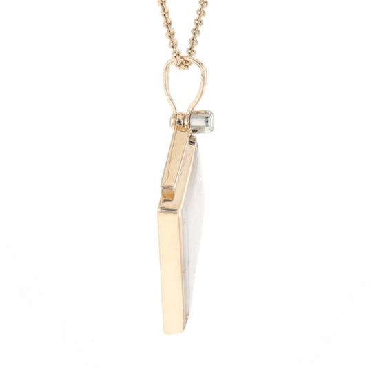 Gold Quartz Necklace Kite Shape Inlaid Pendant with .27ctw Diamonds