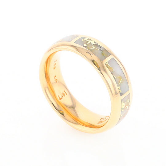 Gold Quartz Ring 8 Rectangle Section Inlaid Eternity Band