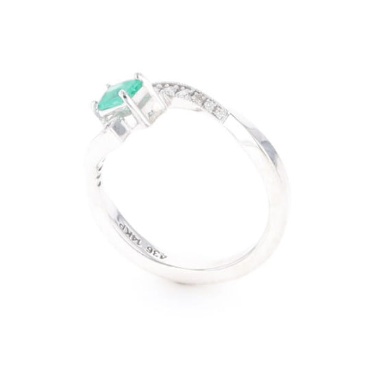 Emerald Twist Ring with Diamond Accents