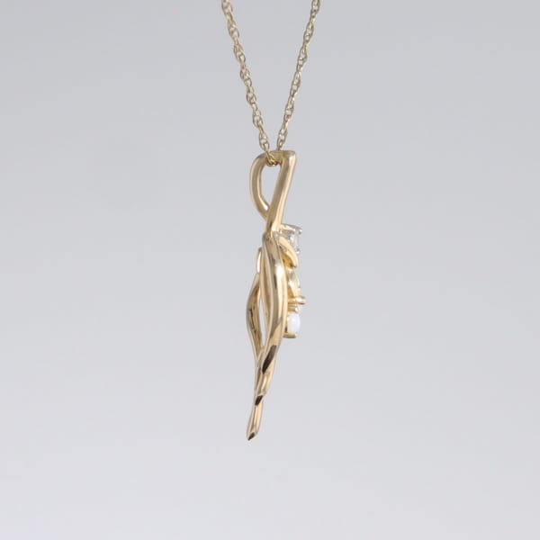 Round Opal & Diamond Heart Necklace