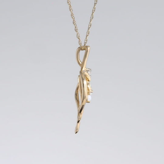 Round Opal & Diamond Heart Necklace