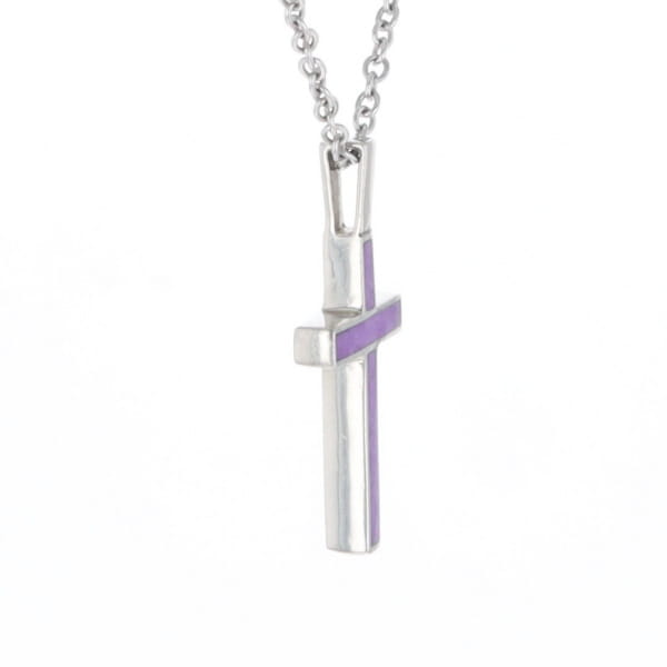Sugilite 3 Section Inlaid Cross Pendant