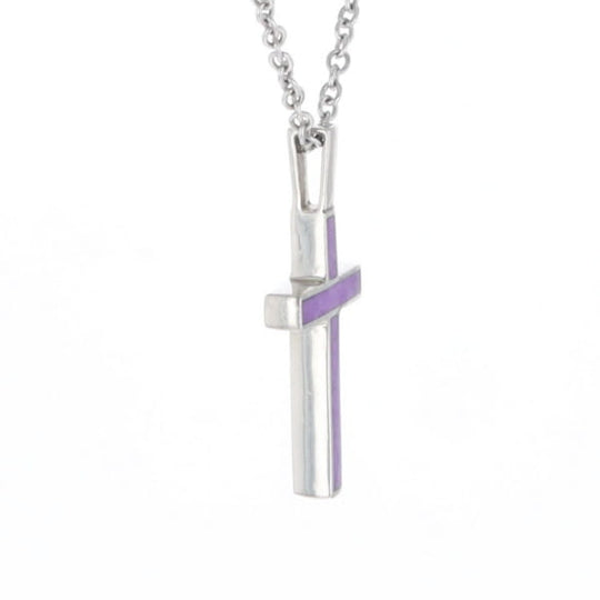 Sugilite 3 Section Inlaid Cross Pendant