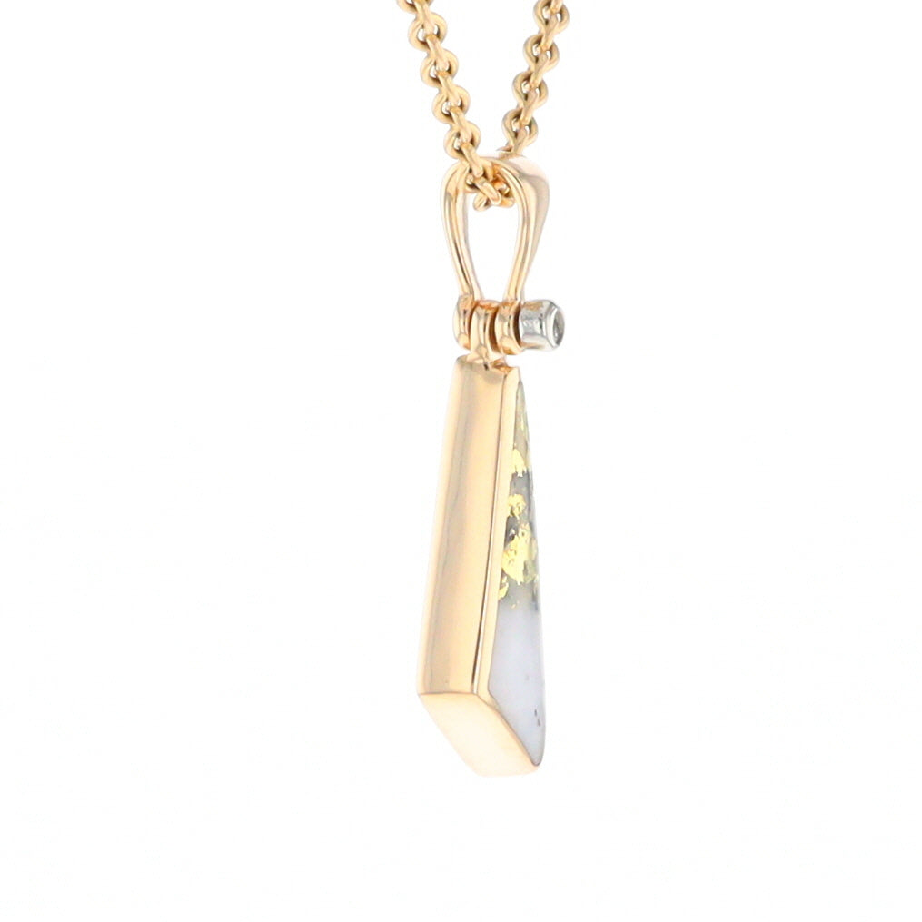 Triangular Gold Quartz Pendant - G2