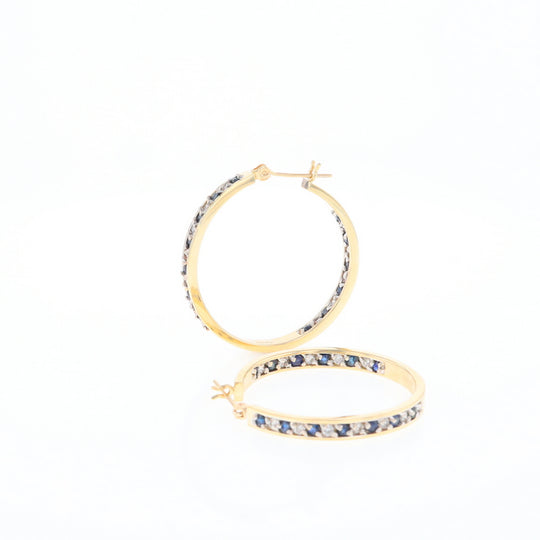 Sapphire & Diamond Hoop Earrings