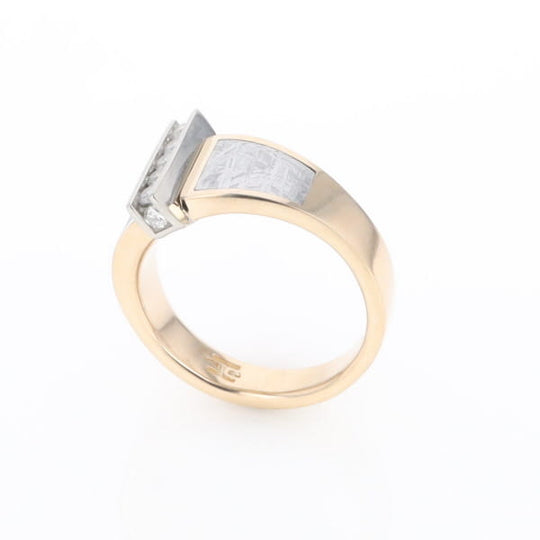 Meteorite Ring Double Sided Inlaid Design with .23ctw Diamonds