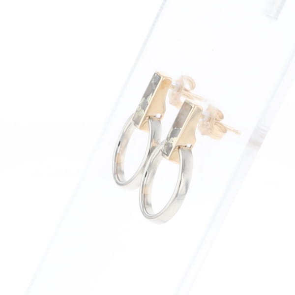Gold Quartz Rectangle Inlaid Knocker Earrings - G2