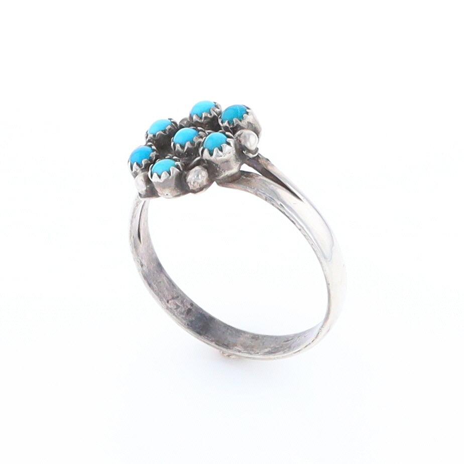 Round Turquoise Cluster Ring