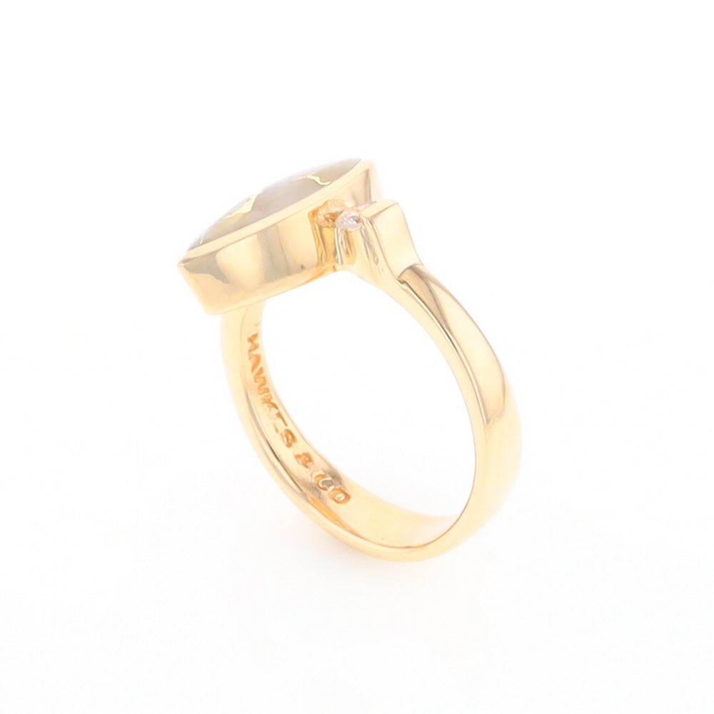 Gold Quartz Ring Pear Shape Inlaid with .18ctw Round Diamonds