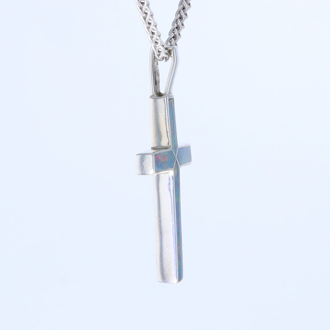 Opal Pendant 4 Section Inlaid Cross