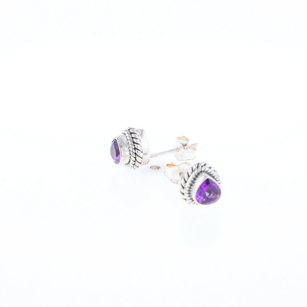 Native Amethyst Pear Stud Earrings