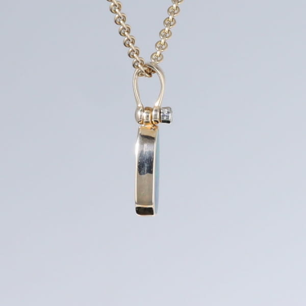 Opal Pendant Oval Inlaid Design with .02ct Round Diamond