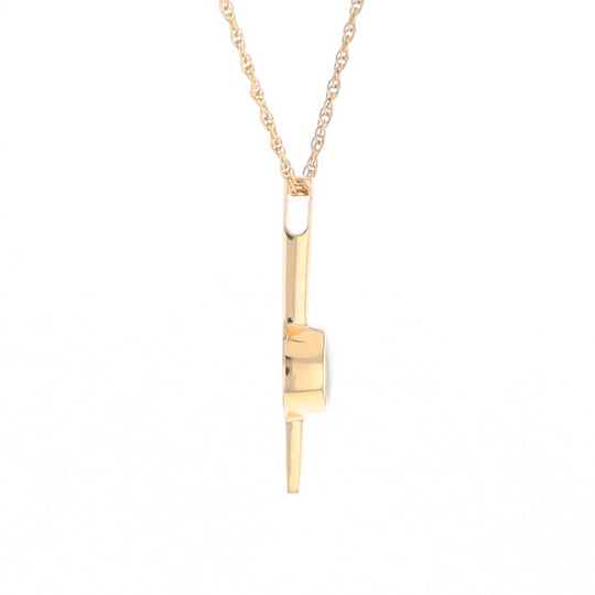 Gold Quartz Necklace Bar Design Round Superior Quality Inlaid Pendant