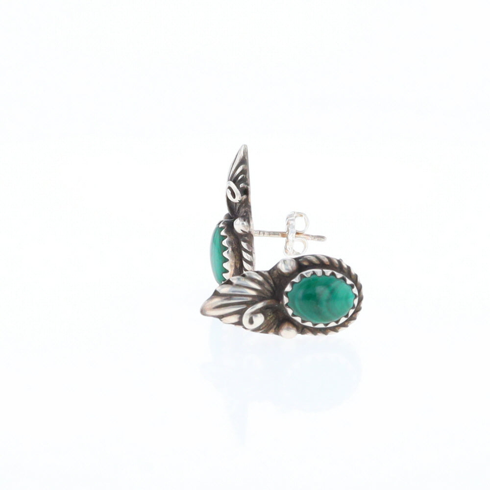 Malachite Feather Stud Earrings