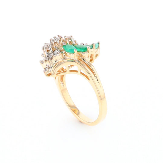 Emerald and Diamond Cluster Ring