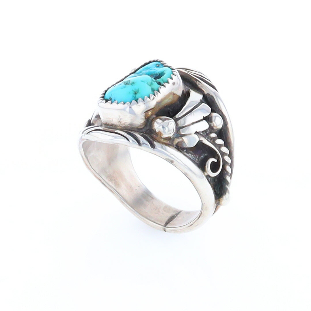 Navajo Turquoise and Feather Design Ring