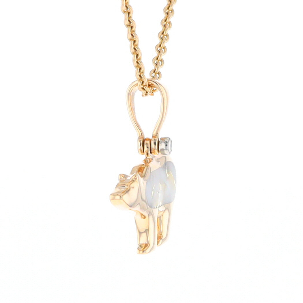 Gold Quartz Inlaid Polar Bear Pendant