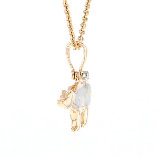 Gold Quartz Inlaid Polar Bear Pendant