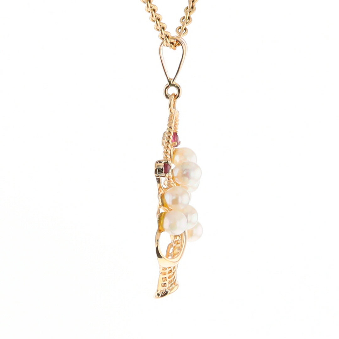 Pearl and Ruby Basket Pendant