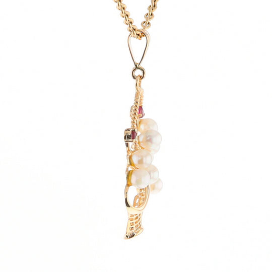 Pearl and Ruby Basket Pendant