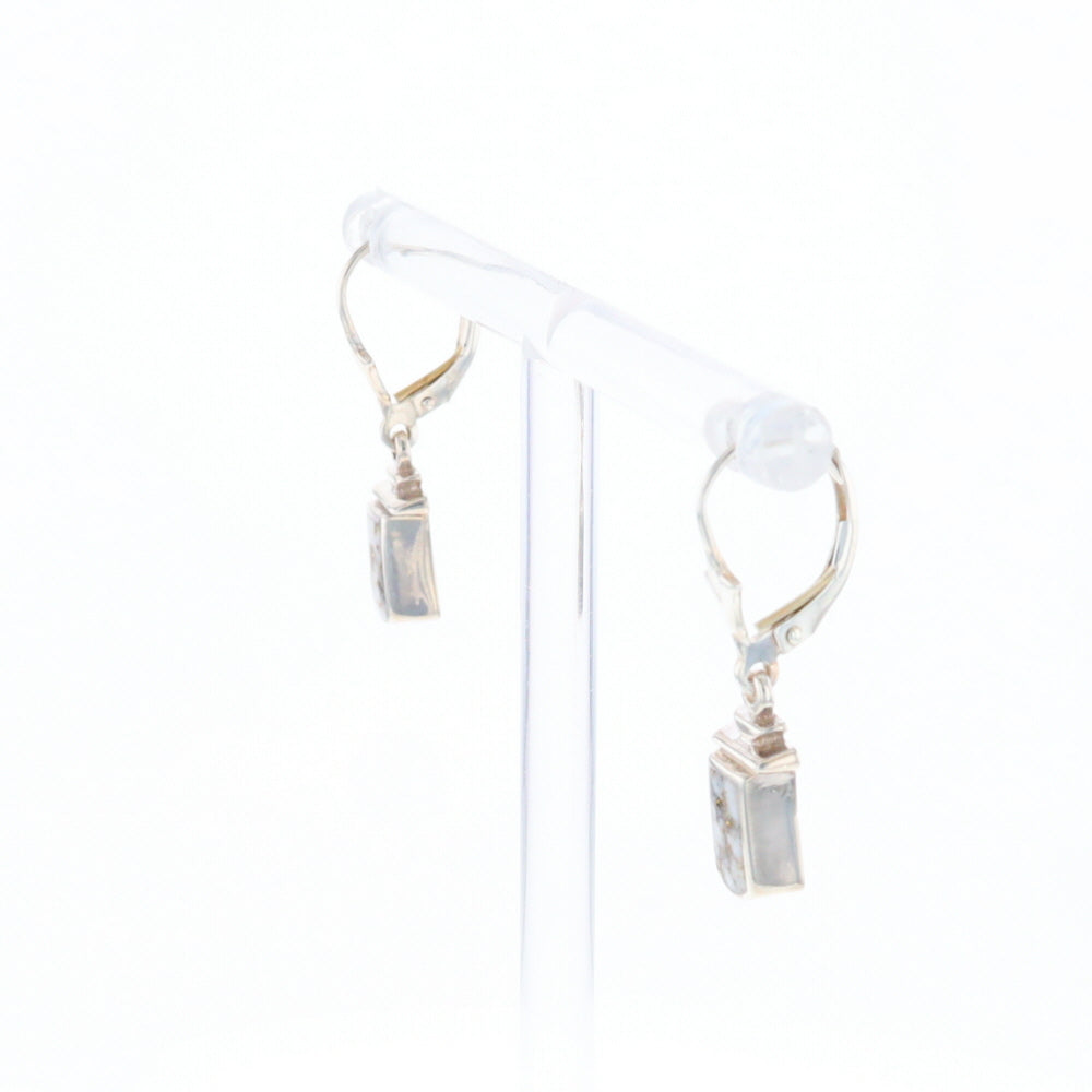 Sterling Silver Gold Quartz Inlaid Earrings - G3