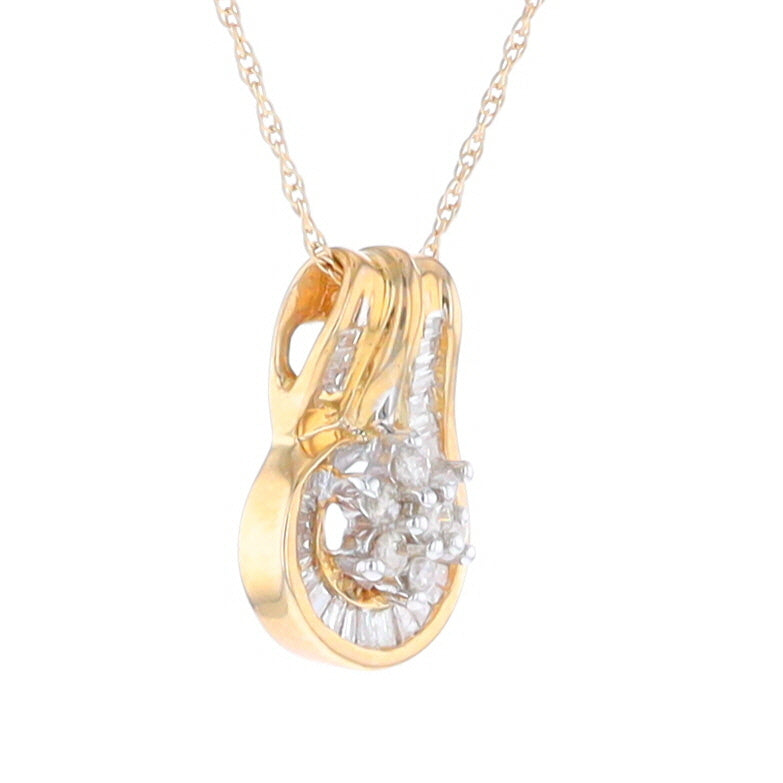 Gold Slide and Flower Diamond Pendant