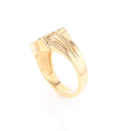 Gold Quartz Mens Ring with Diamond Accents